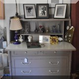 F48. Thomasville Allegro bamboo carved desk. 49”h x 38”w x 19”d
